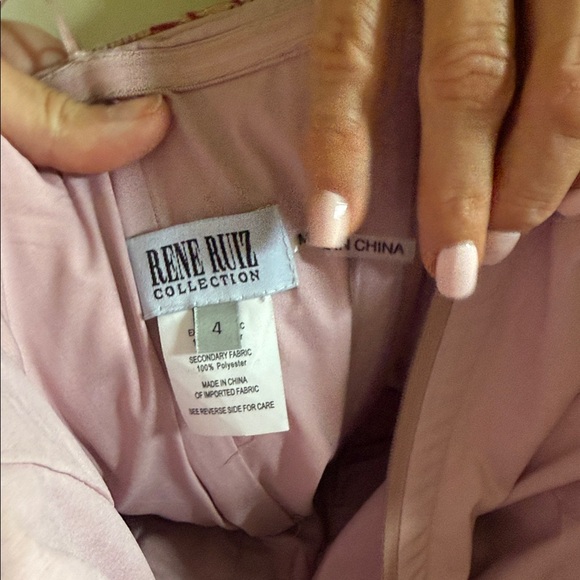 Rene Ruiz Strapless Floral Gown in Pink and Cream - Picture 4 of 7